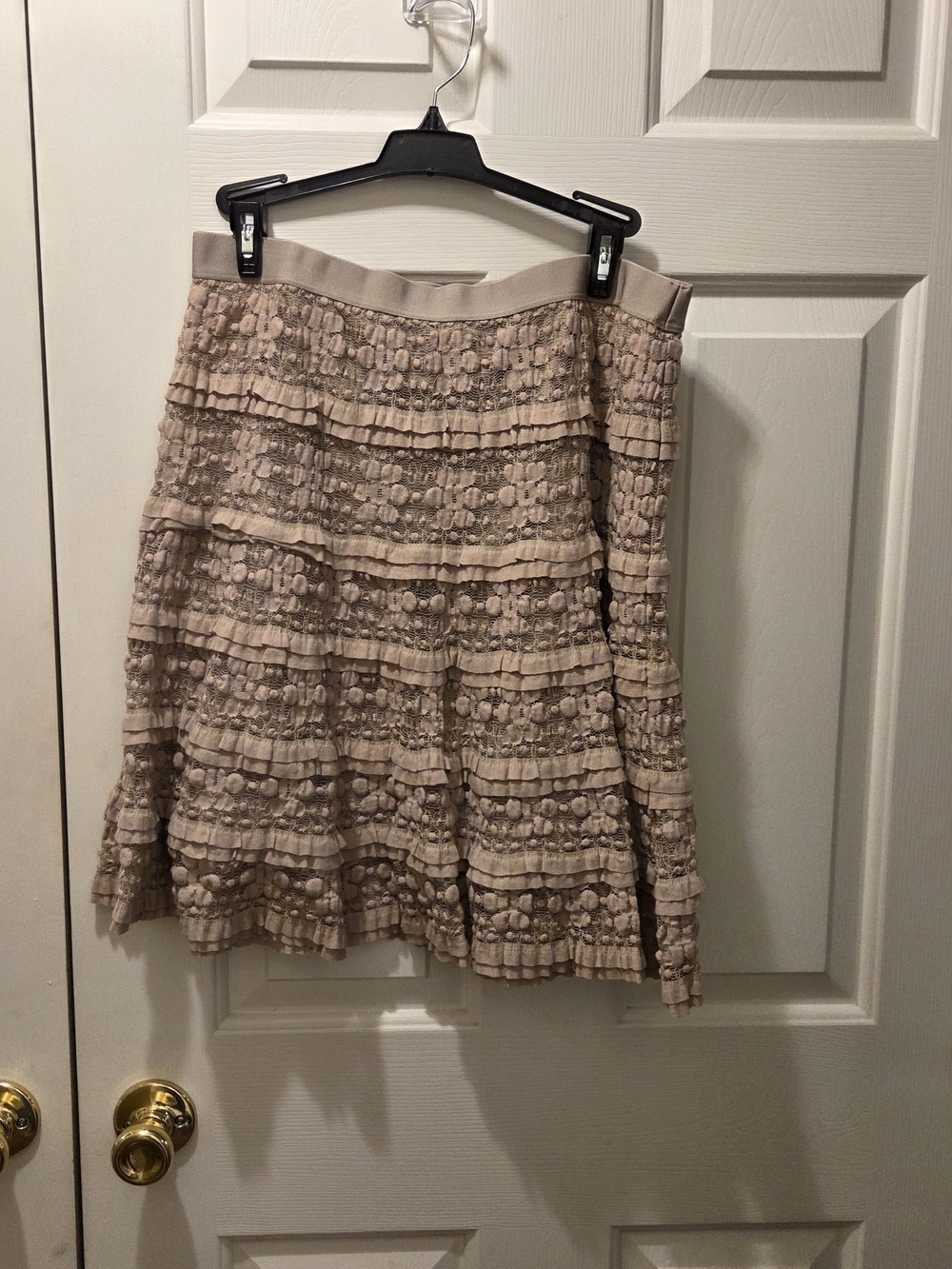 Max Edition Beige Tiered Lace A-Line Skirt